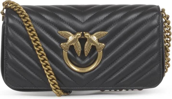 pinko Mini Sheep Nappa Chevron Love Click Baguette Zwart Dames
