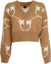 Pinko Mirari Mixed Alpaca jacquard monogram shirt Bruin Dames - Thumbnail 3
