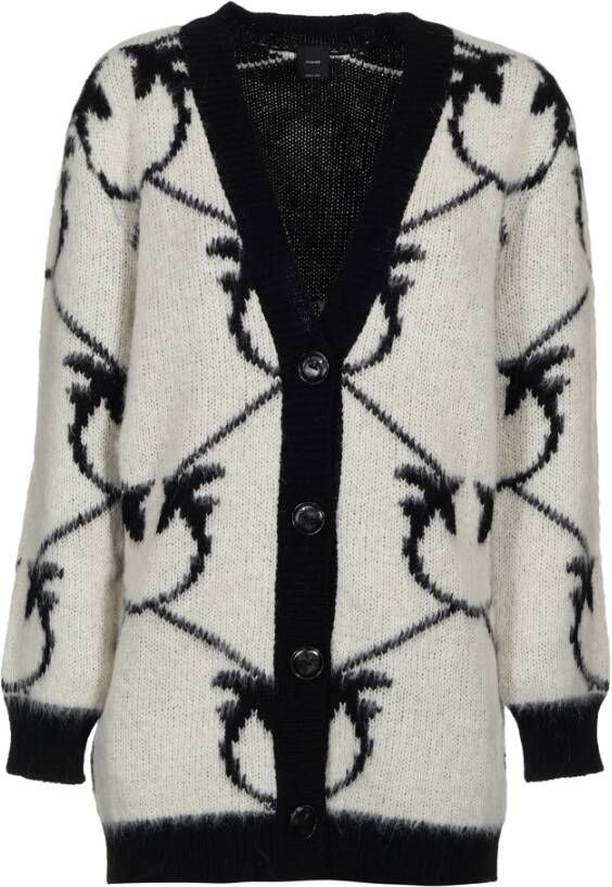 Pinko Monogram Jacquard Maxi Cardigan Beige Dames