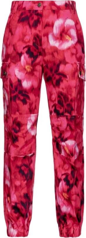 Pinko Pacifico Pantalone Drill Stampa Hibiscus Paars Dames