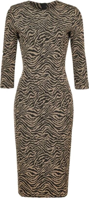Pinko Pierpaolo 2 -jurk Punto Animalier Fabric Bruin Dames