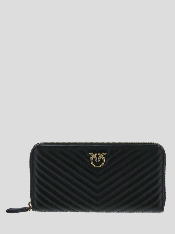 Pinko Quilted leren portemonnee met rits en Love Birds Diamond Cut plaque Black Dames - Foto 2
