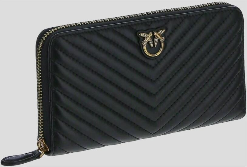 Pinko Quilted leren portemonnee met rits en Love Birds Diamond Cut plaque Black Dames - Foto 5