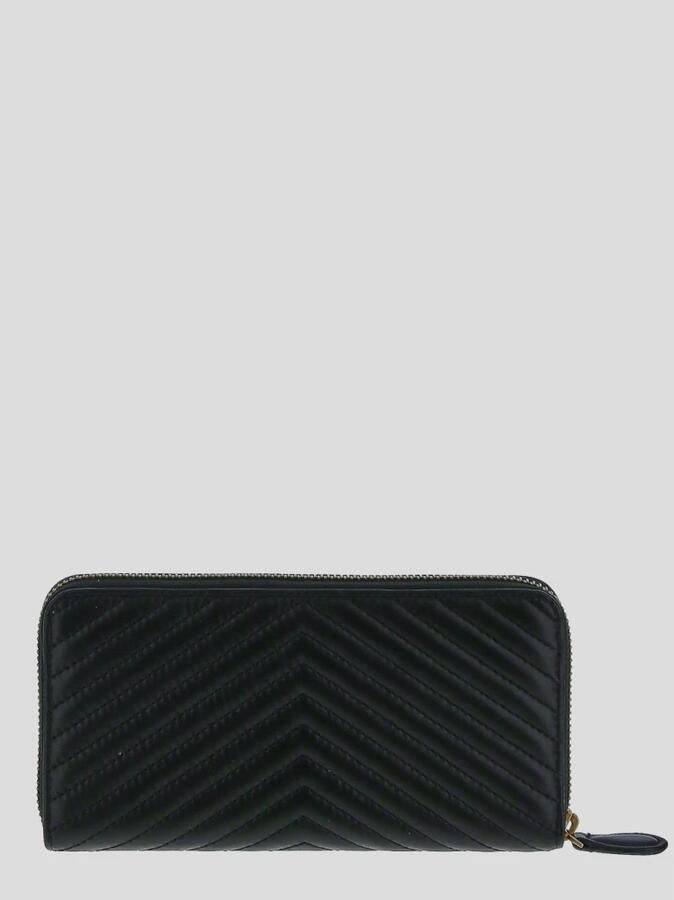 Pinko Quilted leren portemonnee met rits en Love Birds Diamond Cut plaque Black Dames - Foto 3