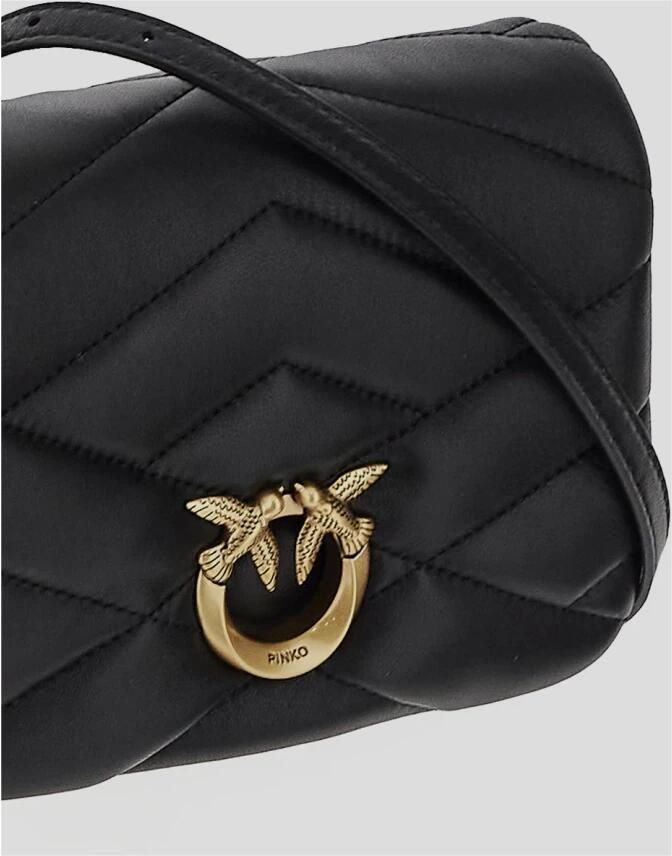 Pinko Zwarte Love Bag Puff Click met Metalen Love Birds Gesp Black Dames