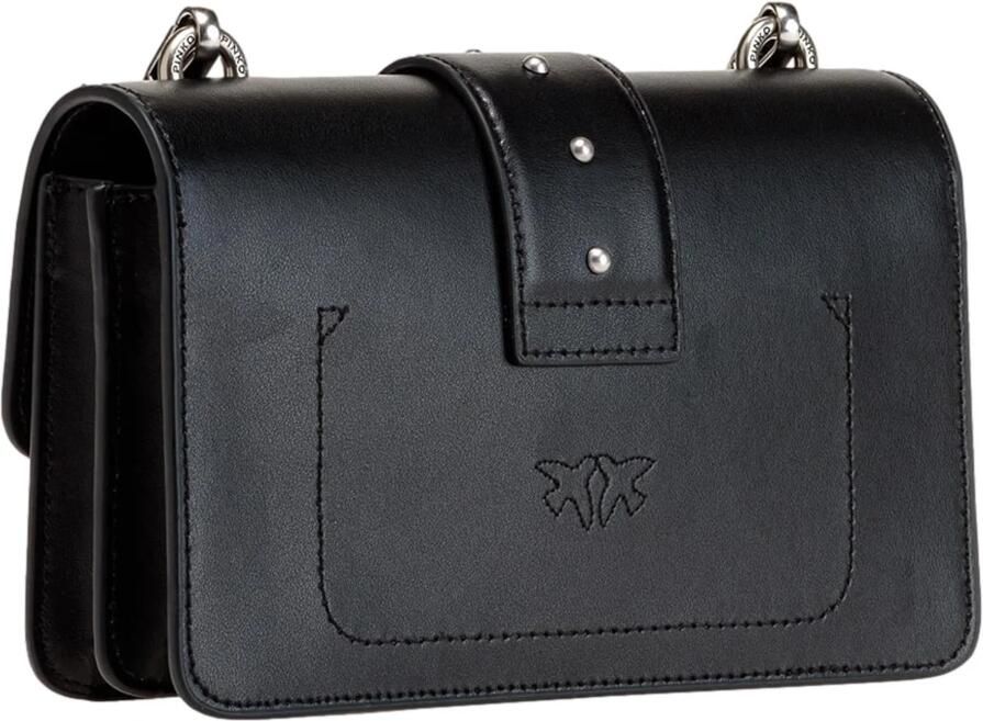 Pinko Zwarte Leren Mini Schoudertas met Love Birds Logo Black Dames - Foto 2