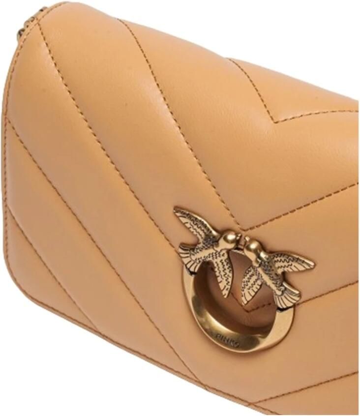 Pinko Beige Leren Dames Schoudertas Beige Dames