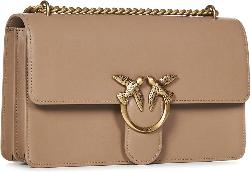 Pinko Klassieke Love Tas van Zacht Leer met Metalen Love Birds Gesp Brown Dames - Foto 2