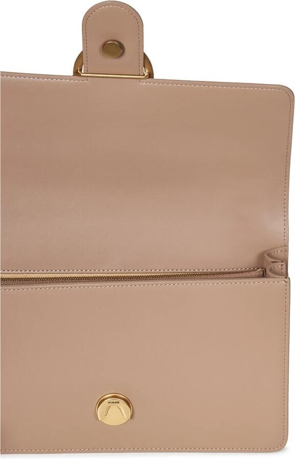 Pinko Klassieke Love Tas van Zacht Leer met Metalen Love Birds Gesp Brown Dames