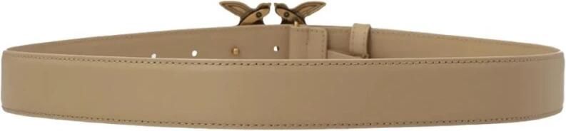 Pinko Love Birds Diamond Cut Leren Riem Beige Dames - Foto 5