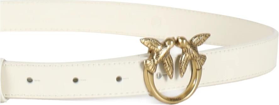 Pinko Witte Leren Riem met Love Birds Diamond Cut Gesp White Dames - Foto 2