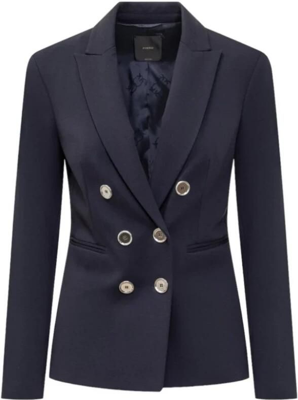 Pinko Blauwe Blazer met Metalen Knopen Blue Dames