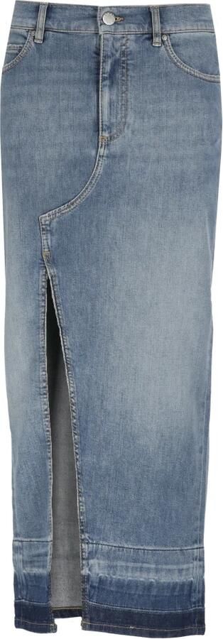 Pinko Blauwe Katoenen Rok met Voorventilatie Blue Dames