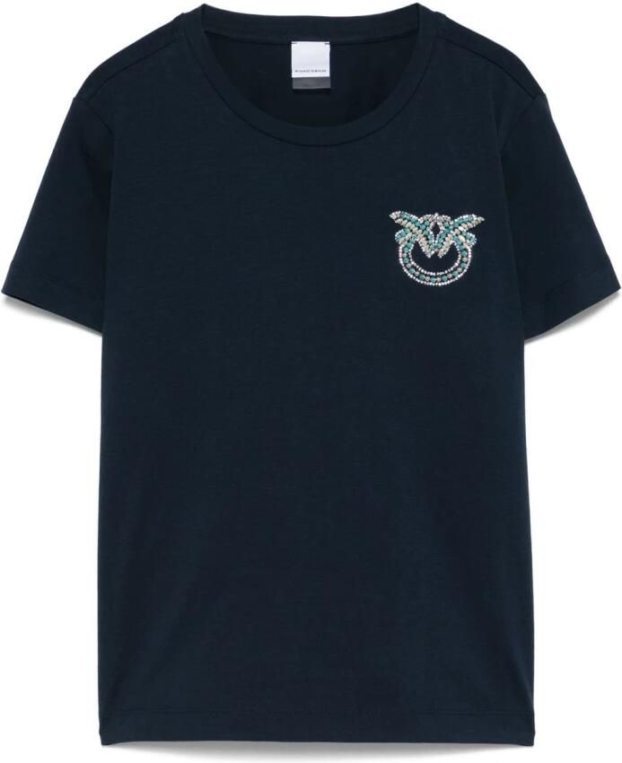 Pinko Navy Blauw Kortemouw T-shirt Blue Dames - Foto 8