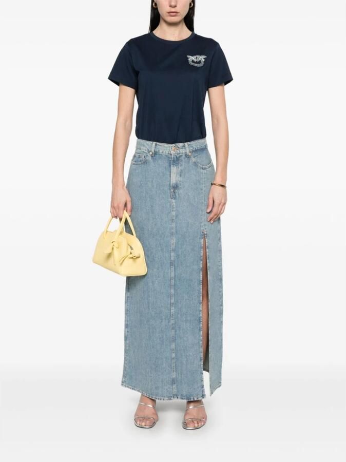 Pinko Navy Blauw Kortemouw T-shirt Blue Dames - Foto 5