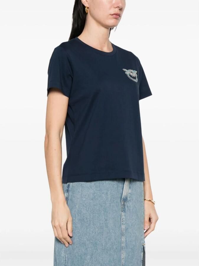 Pinko Navy Blauw Kortemouw T-shirt Blue Dames - Foto 7