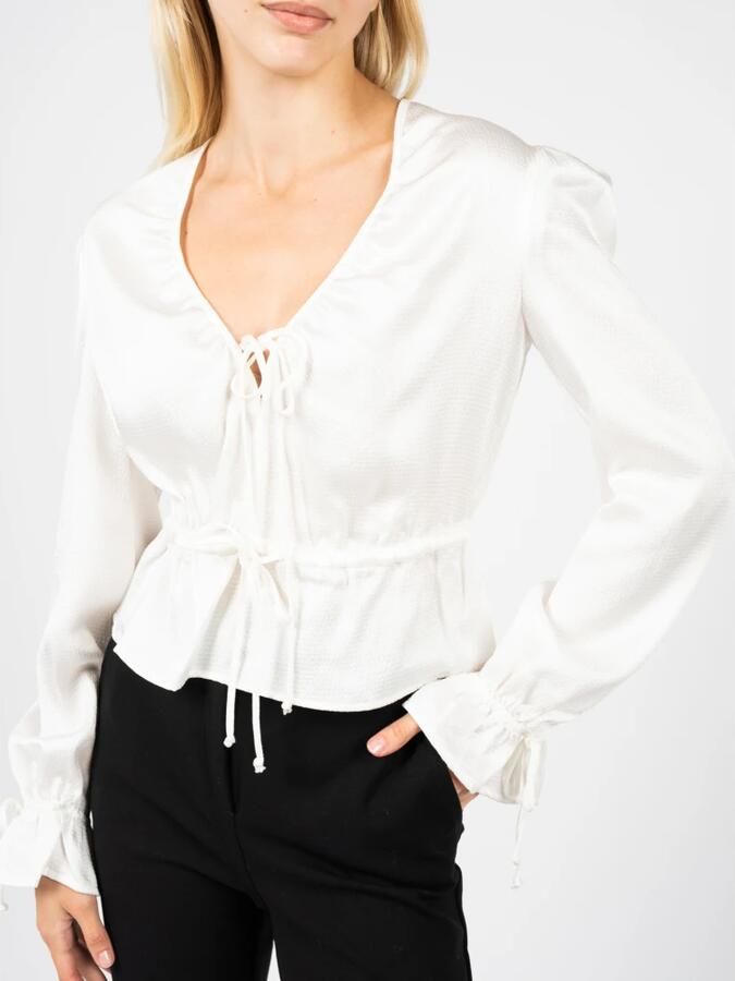 Pinko Witte Hammered Satin Sweater White Dames - Foto 3