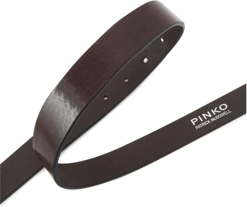 Pinko Bruin Leren Riem met Gegraveerd Logo Brown Dames - Foto 2