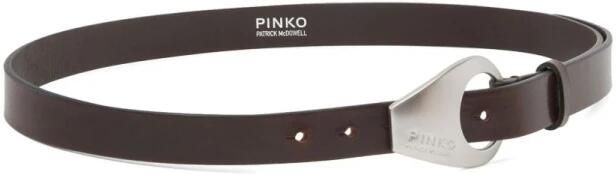 Pinko Bruin Leren Riem met Gegraveerd Logo Brown Dames - Foto 4