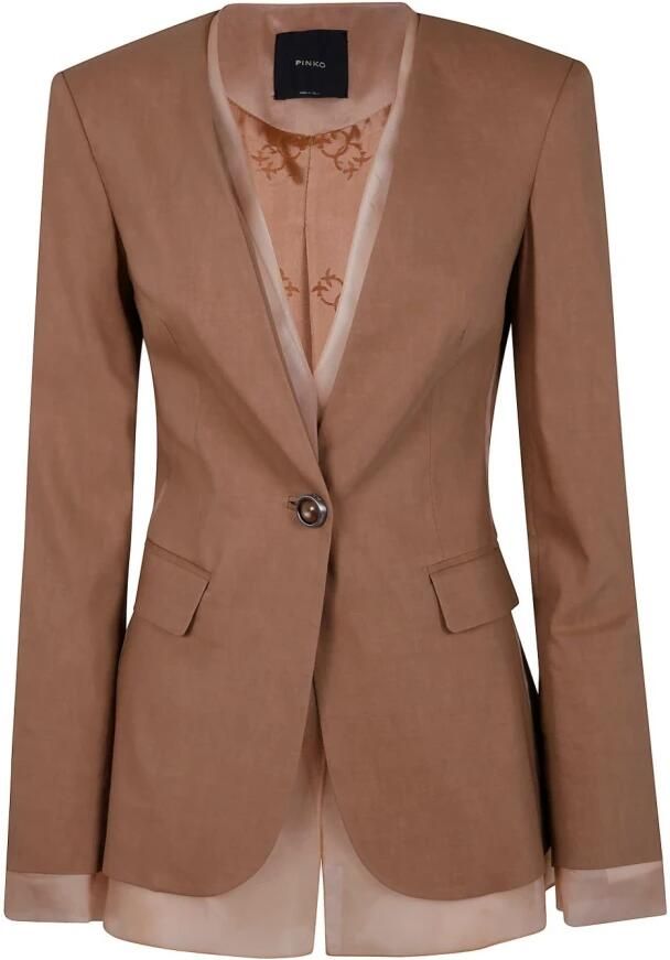 Pinko Gelaagd jasje met één knoop en vulling Brown Dames - Foto 3