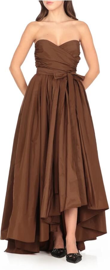 Pinko Bruine Jurk met Hartvormige Halslijn en Mouwloos Brown Dames - Foto 6