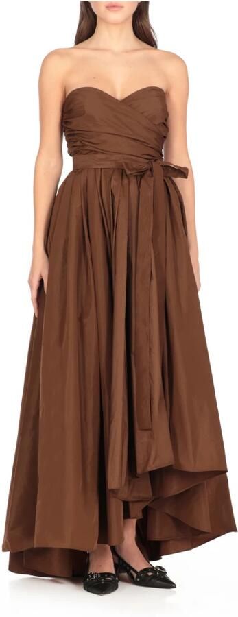 Pinko Bruine Jurk met Hartvormige Halslijn en Mouwloos Brown Dames - Foto 7