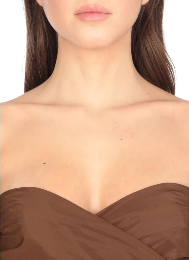 Pinko Bruine Jurk met Hartvormige Halslijn en Mouwloos Brown Dames