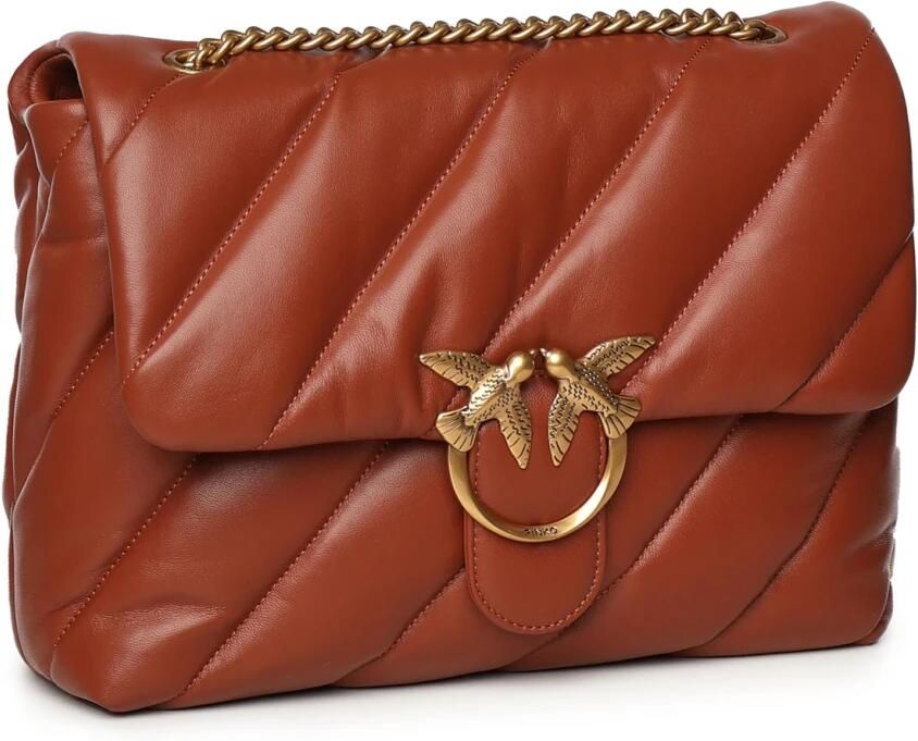 Pinko Bruine leren schoudertas met Love Birds Brown Dames - Foto 6