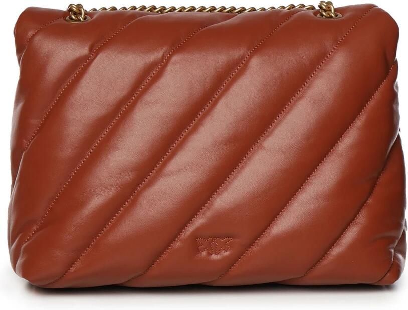 Pinko Bruine leren schoudertas met Love Birds Brown Dames - Foto 7