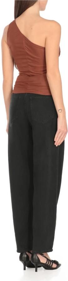 Pinko Bruine One Shoulder Top met Geplooid Patroon Brown Dames - Foto 5