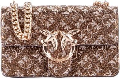 Pinko Paillet Logo Ketting Schoudertas Yellow Dames - Foto 5