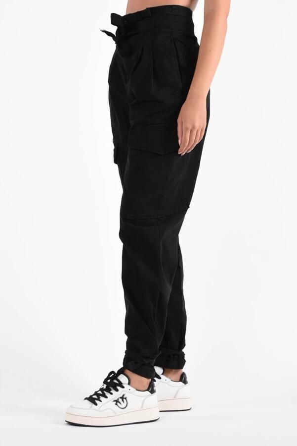 Pinko Cargo Stijl Bedekte Katoenen Broek Black Dames