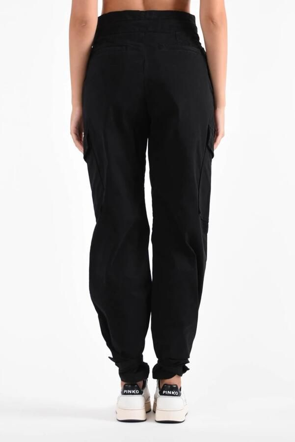 Pinko Cargo Stijl Bedekte Katoenen Broek Black Dames - Foto 2