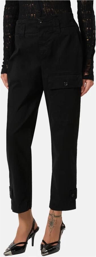 Pinko Stretch Satijnen Broek Over Fit Black Dames - Foto 3