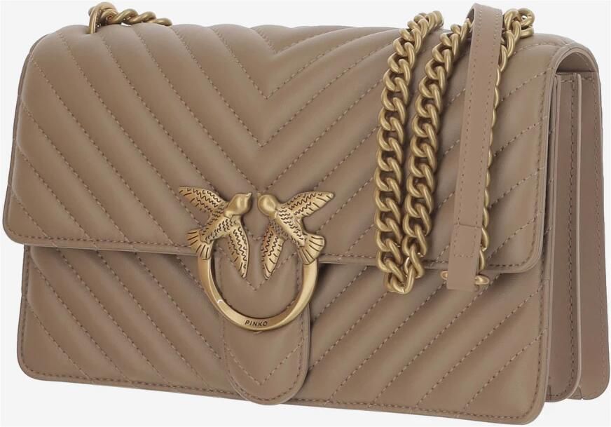 Pinko Beige Chevron Quilted Love Birds Schoudertas Beige Dames - Foto 3