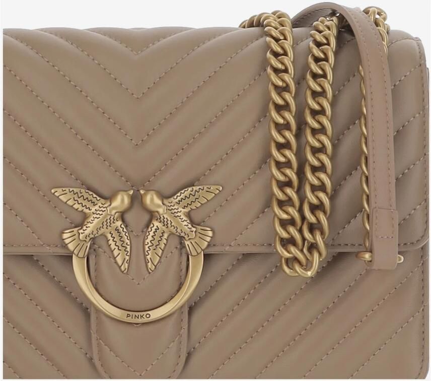 Pinko Beige Chevron Quilted Love Birds Schoudertas Beige Dames