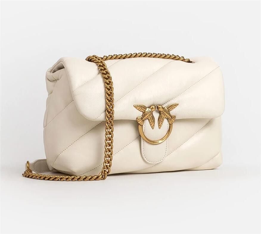 Pinko Gewatteerde Sheepskin Schoudertas met Love Birds White Dames - Foto 5