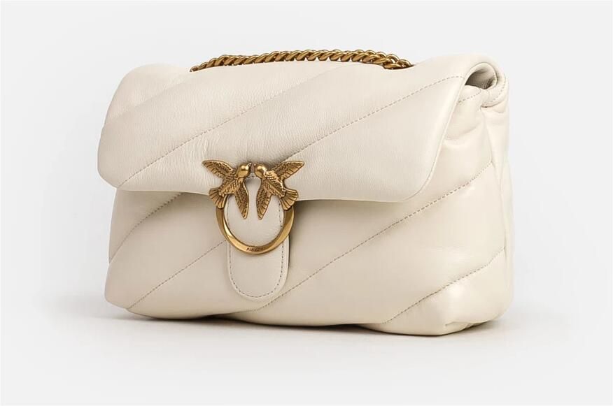 Pinko Gewatteerde Sheepskin Schoudertas met Love Birds White Dames - Foto 7