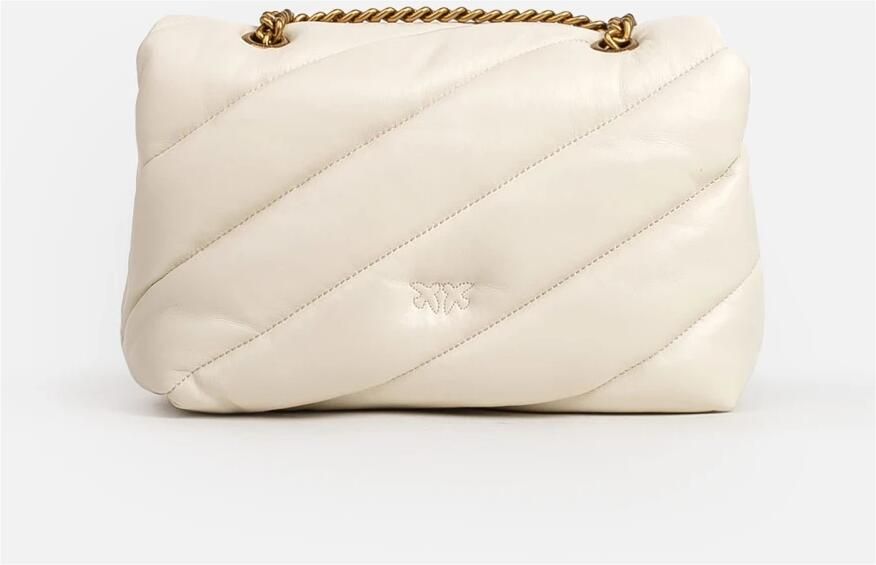 Pinko Gewatteerde Sheepskin Schoudertas met Love Birds White Dames - Foto 8