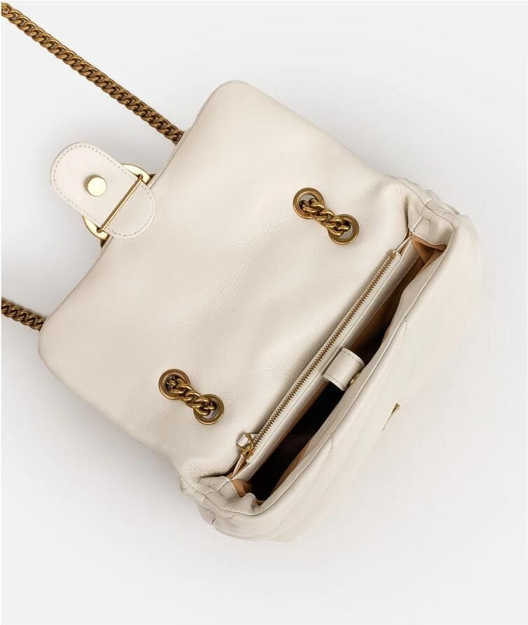 Pinko Gewatteerde Sheepskin Schoudertas met Love Birds White Dames - Foto 6