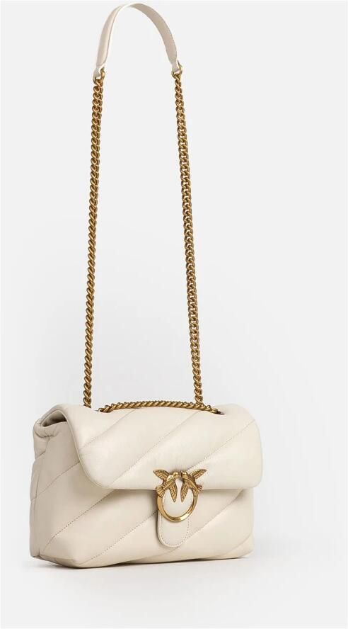 Pinko Gewatteerde Sheepskin Schoudertas met Love Birds White Dames - Foto 10