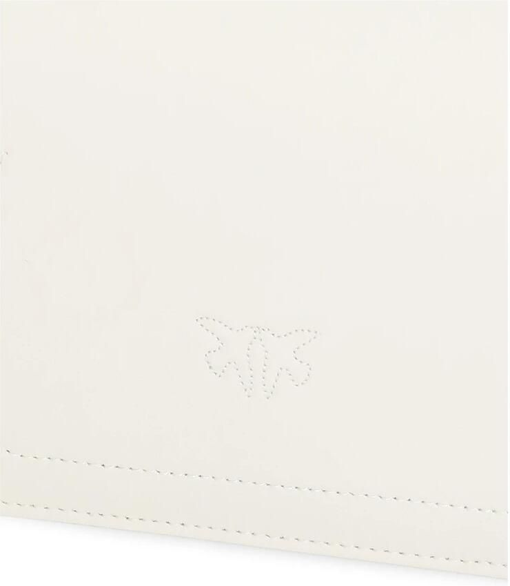 Pinko Mini Schoudertas van Kalfsleer met Goudkleurig Logo Beige Dames