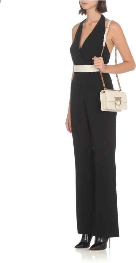 Pinko Mini Schoudertas van Kalfsleer met Goudkleurig Logo Beige Dames - Foto 11