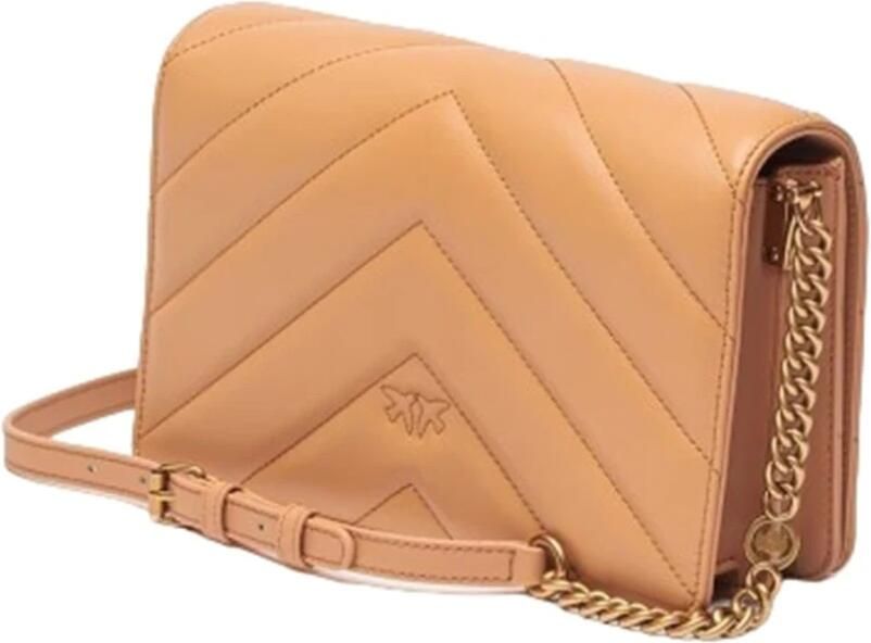 Pinko Dames Camel Leren Schoudertas Brown Dames - Foto 2