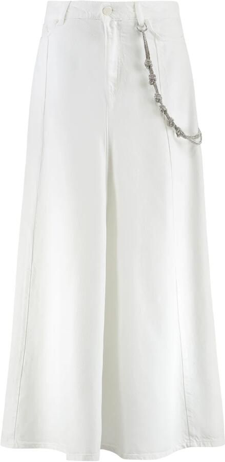 Pinko Denim rok met metalen knopen en ketting White Dames - Foto 7