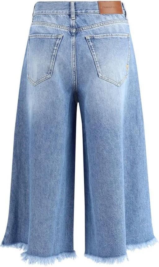 Pinko Denim High-Waisted Flared Shorts met Franjekant Blue Dames - Foto 2