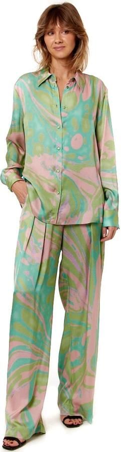 Pinko Elegant Satin Lucido Green Pink Multicolor Dames - Foto 7