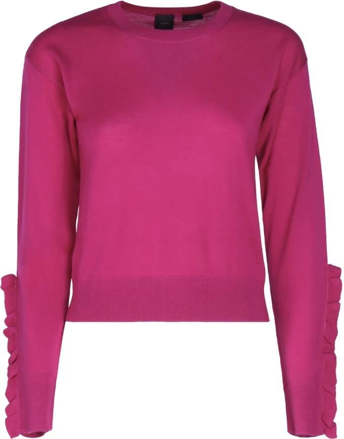 Pinko Fuchsia Wollen Trui met Ruchedetail Pink Dames