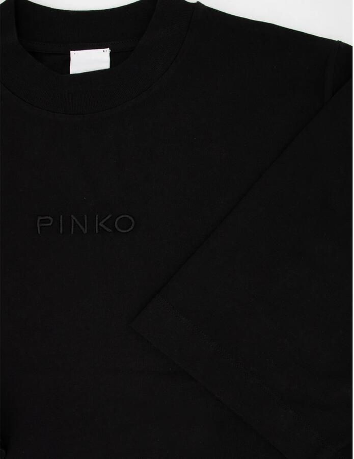 Pinko Geknipte katoenen T-shirt met logo Black Dames