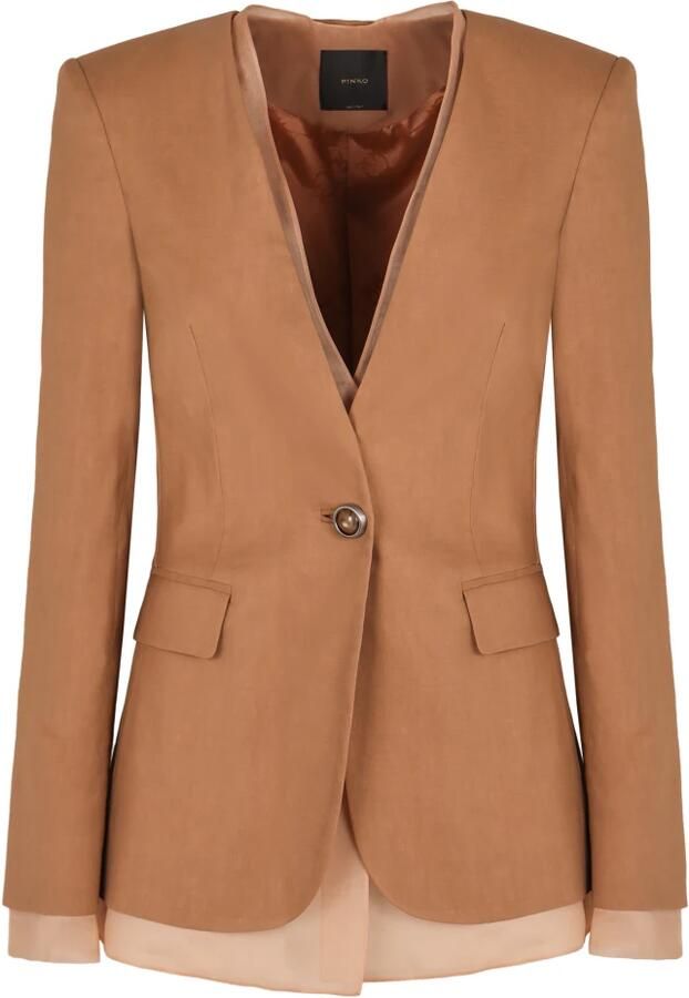 Pinko Gelaagd jasje met één knoop en vulling Brown Dames - Foto 2